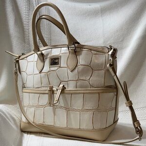 Dooney & Bourke Cream Crocodile-Embossed Satchel